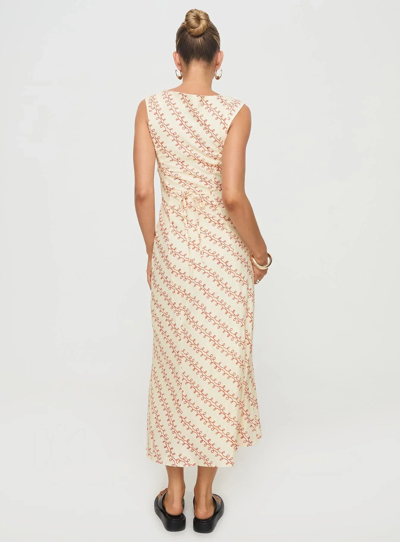 Chosen Girl Linen Blend Midi Dress Multi