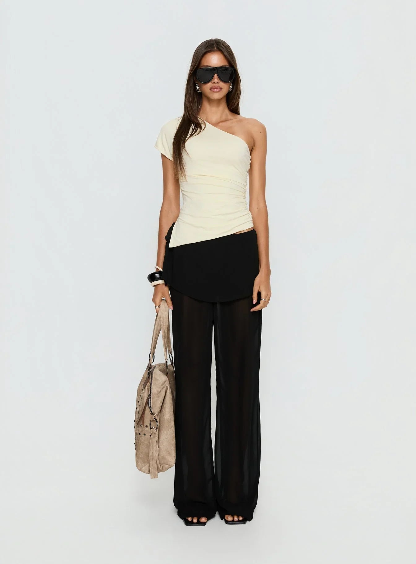 Majira One Shoulder Slouch Top Cream