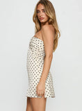 Irena Strapless Mini Dress Cream Polka Dot