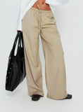 Ketrina Tie Waist Pants Beige Plaid