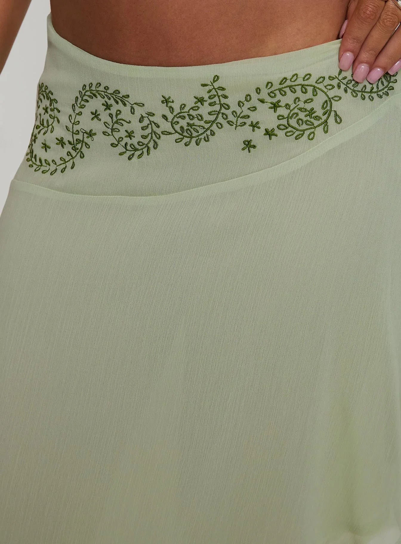 Pappilion Asymmetrical Midi Skirt Sage