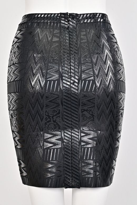 High Waist Metallic Leather Mini Skirt Classic Black