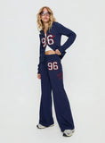 Kari Distressed Patch Track Pant Navy Multi