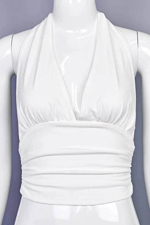 Aby Halter Neck Top White Pearl