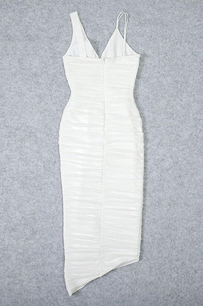 Adele Bodycon Wrap Midi Dress White Pearl
