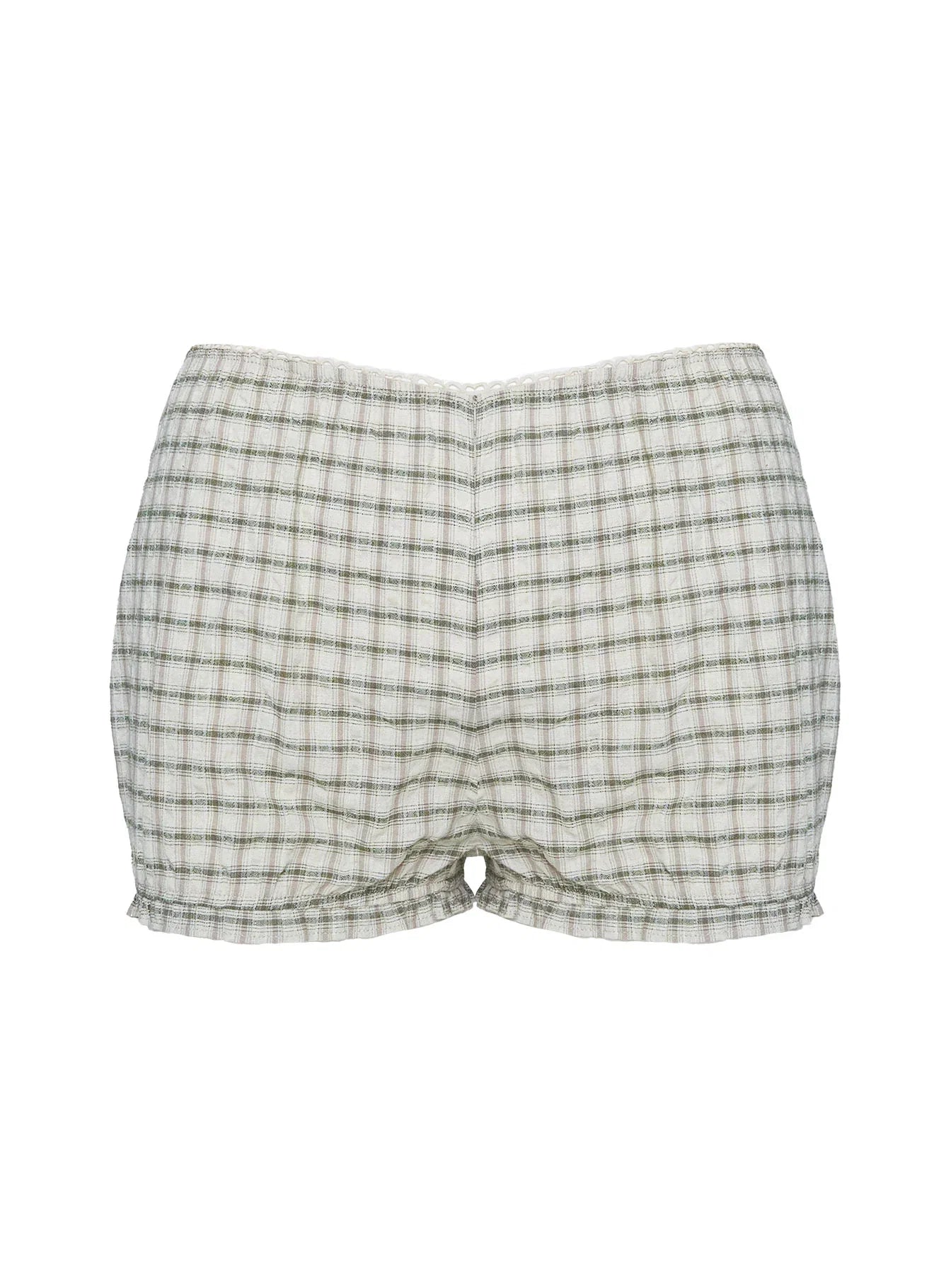 Mousie Micro Shorts Cream Plaid