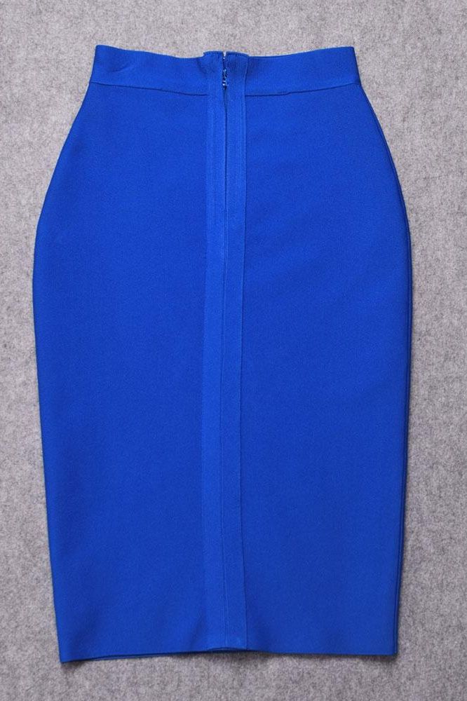 Pencil High Waist Bandage Knee Length Skirt Royal Blue
