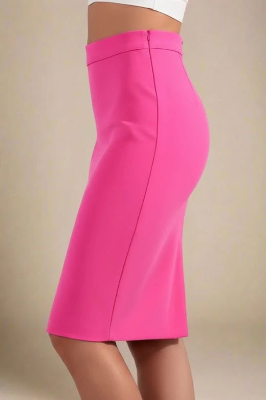 Pencil High Waist Bandage Knee Length Skirt Hot Pink