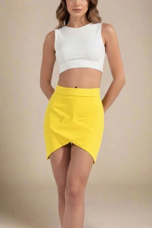Jay High Waist Bandage Mini Skirt Sun Yellow