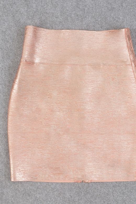 Pencil High Waist Bandage Metallic Mini Skirt Baby Pink