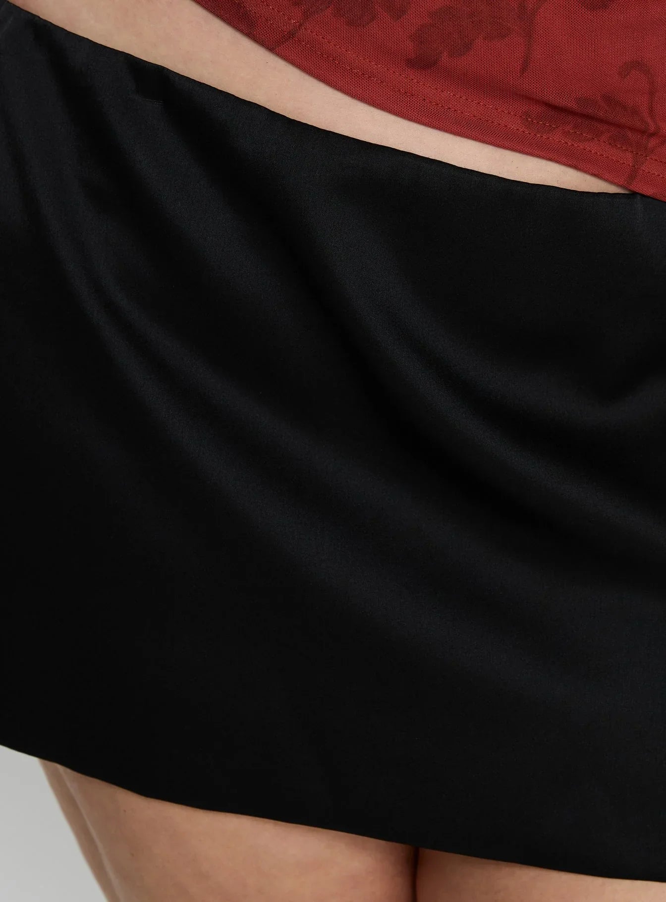 Nadya Satin Tailored Mini Skirt Black Curve