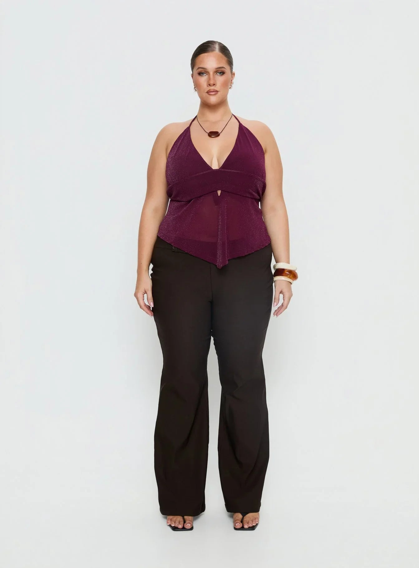 Averee Halter Top Plum Sparkle Curve