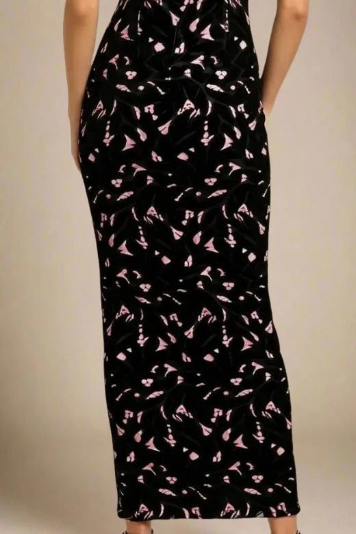 Odette Bodycon Lace Maxi Dress Classic Black