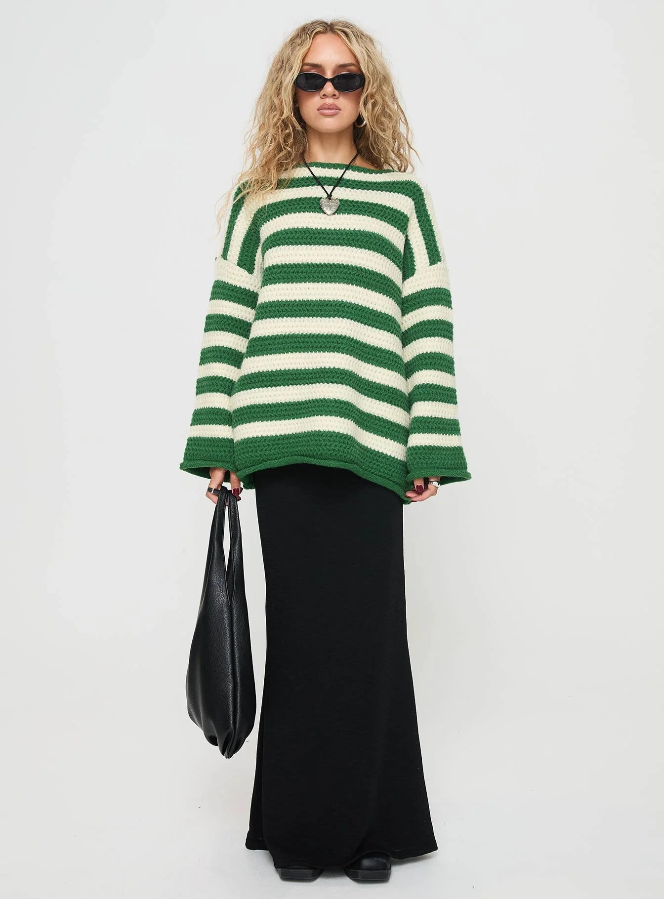 Brando Knit Sweater Green Cream Stripe