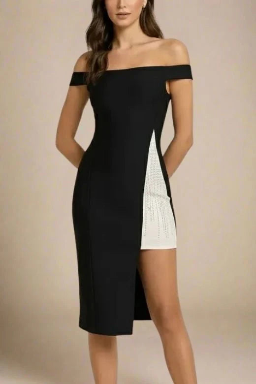 Sofie Off Shoulder Bodycon Dress Classic Black