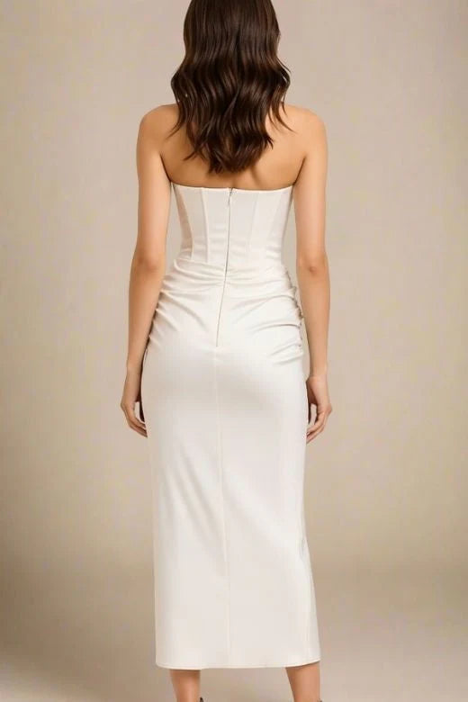 Hope Bodycon Wrap Maxi Dress White Pearl