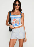 Merrilaine Micro Shorts Blue White Stripe