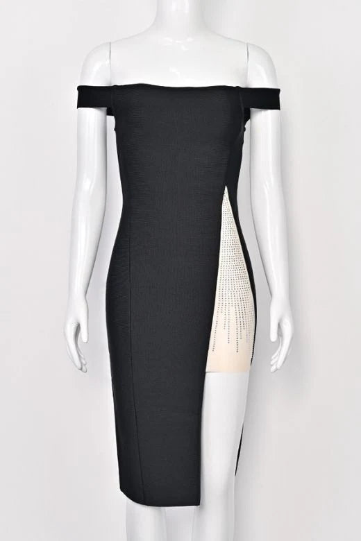 Sofie Off Shoulder Bodycon Dress Classic Black