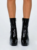 Jamie Croc Platform Boots Black