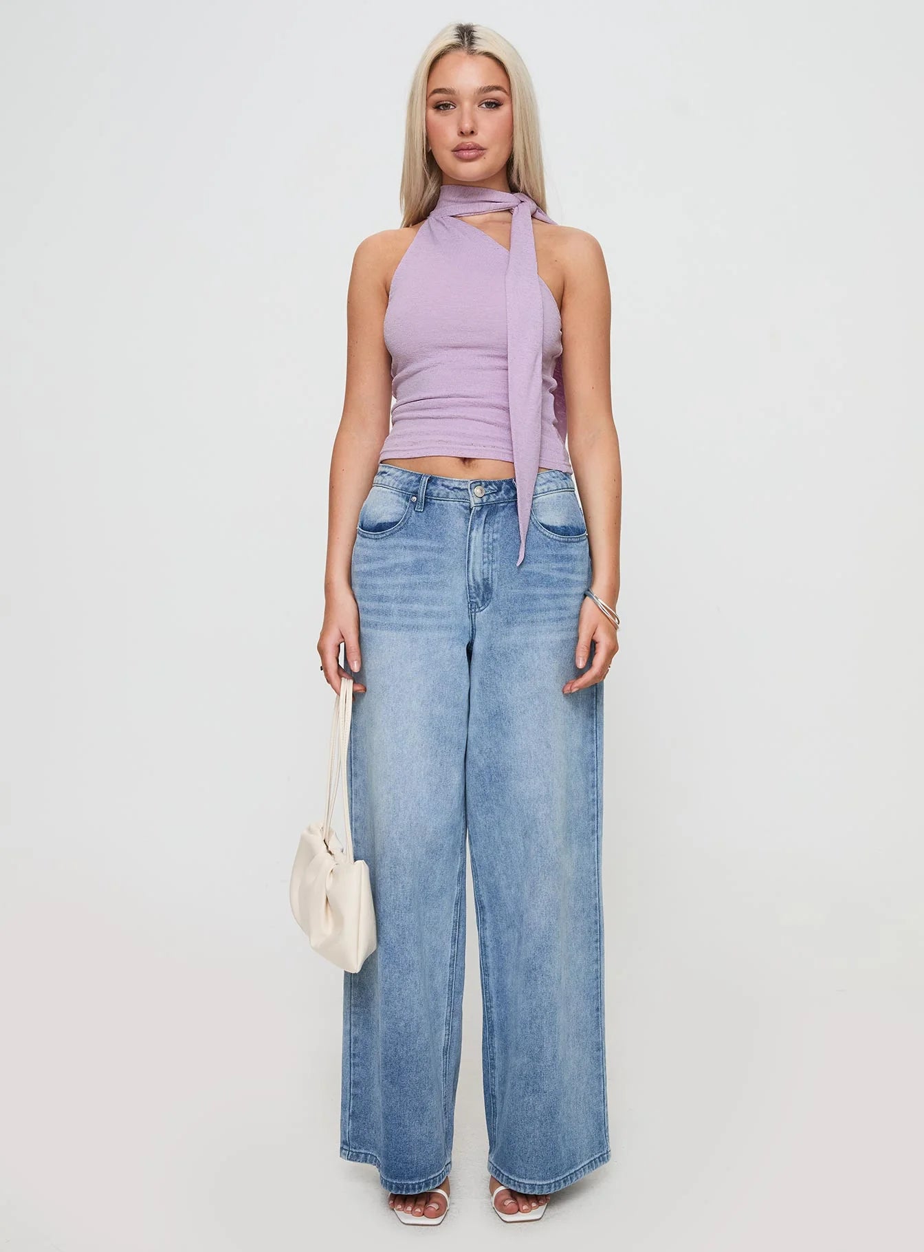 Anderstone Neck Tie Top Purple