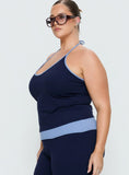 Kobee Jersey Halter Top Navy Light Blue Curve