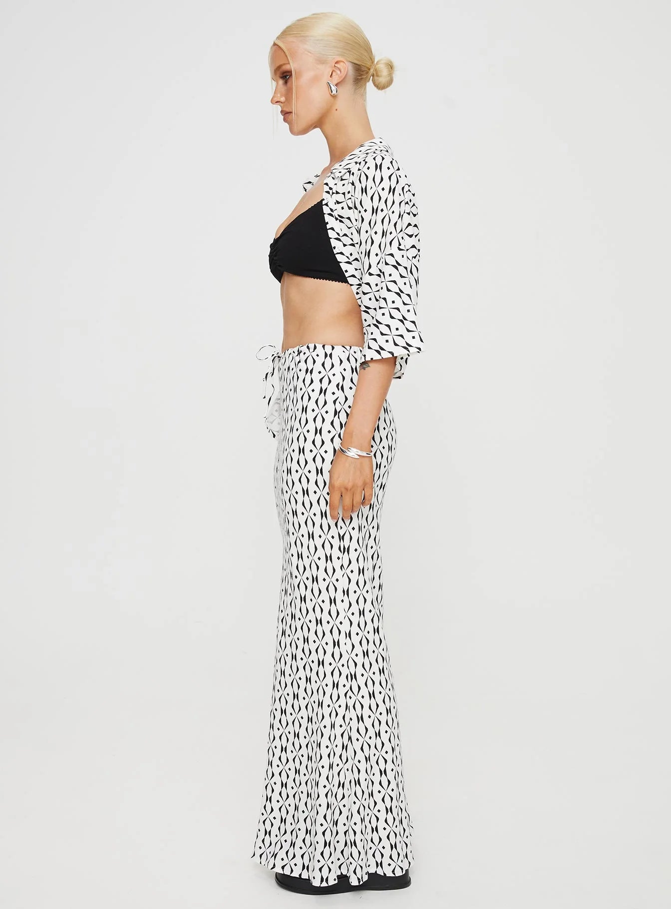 Mercer Linen Blend Maxi Skirt Black White