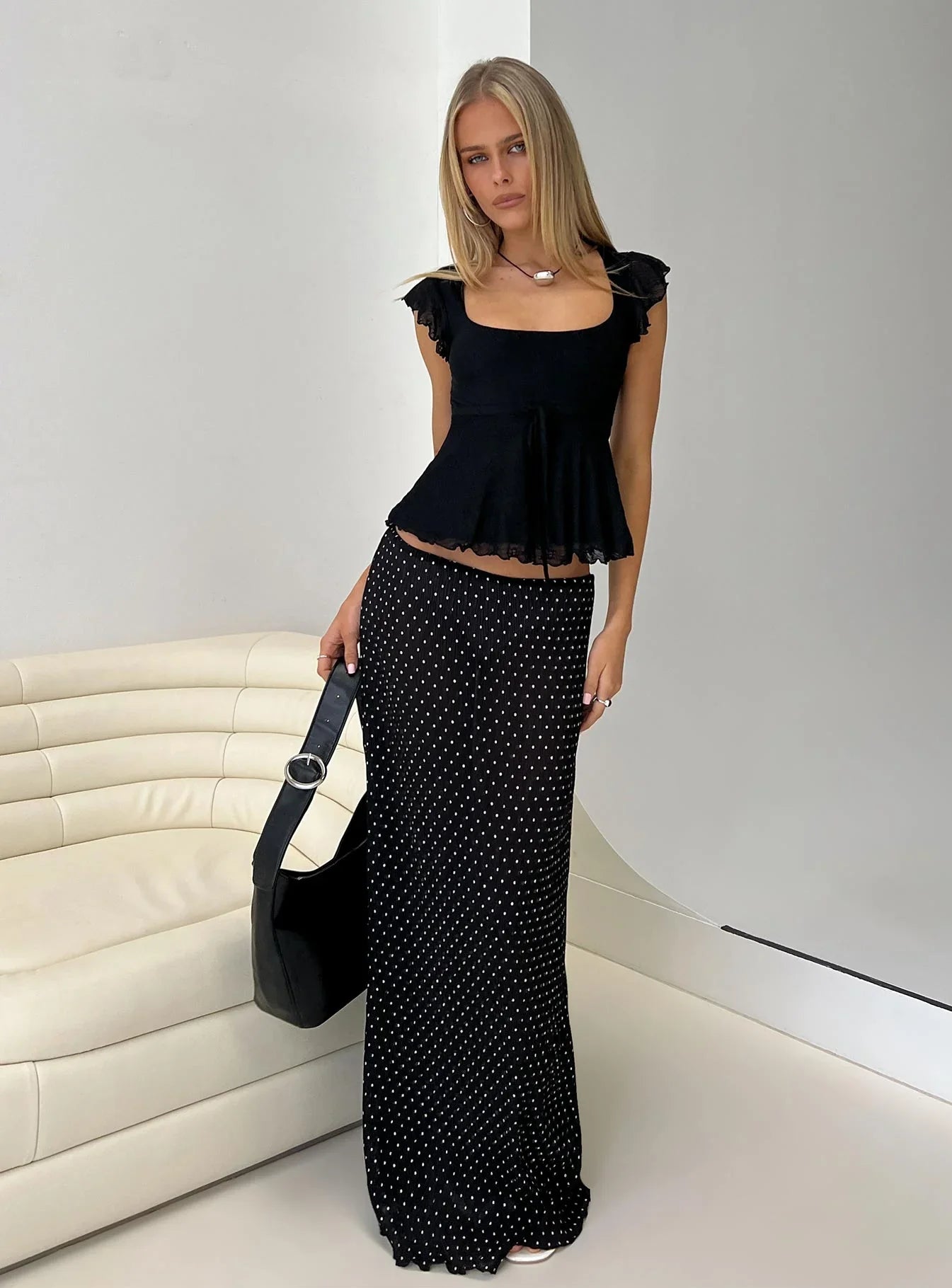 Ford Maxi Skirt Onyx Polka Dot