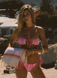 Fluera High Side Tie Bikini Bottoms Pink Stripe