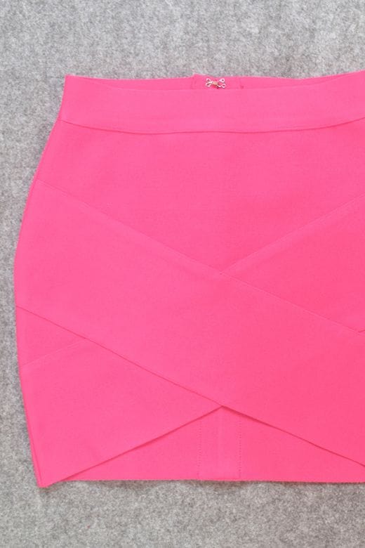 Jay High Waist Bandage Mini Skirt Hot Pink