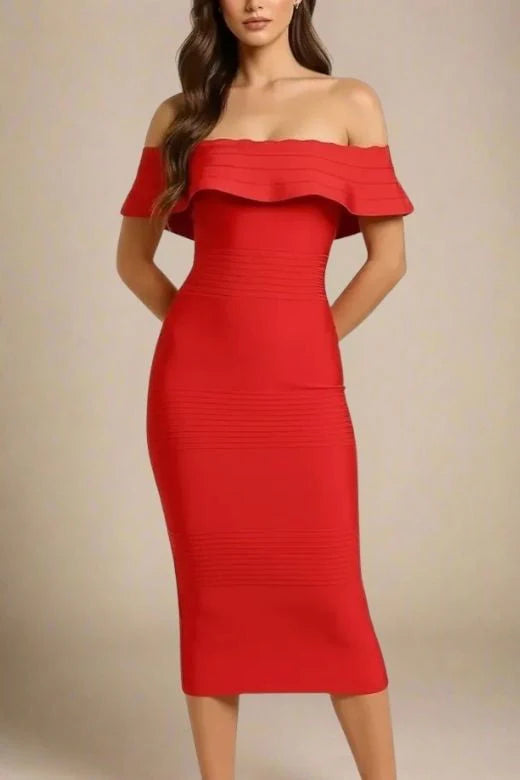 Billie Bandage Midi Dress Lipstick Red