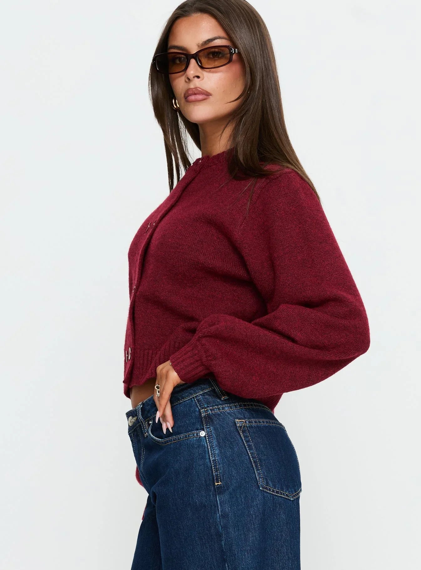 Kammi Button Up Cardigan Red