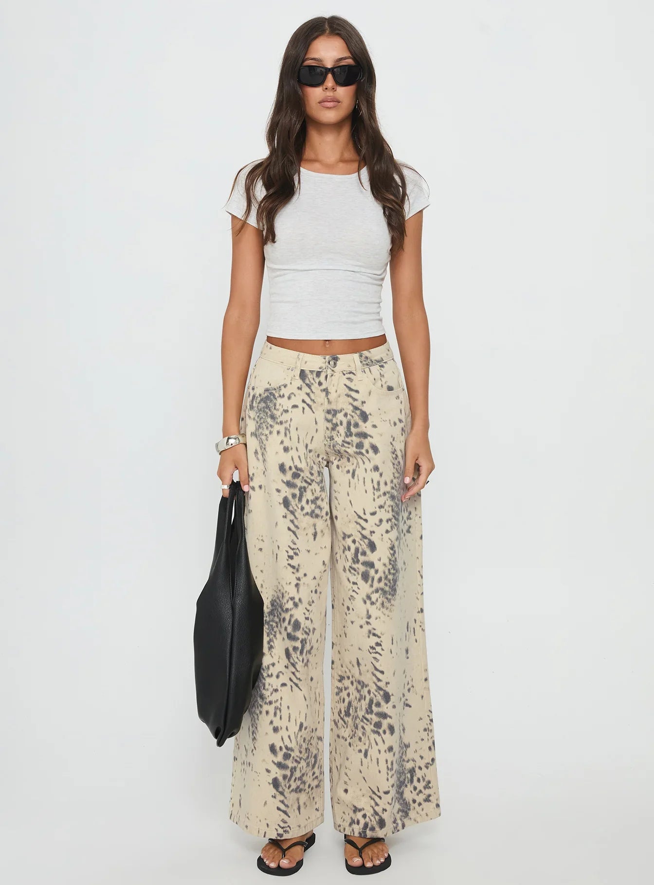 Naylor Mid Rise Wide Leg Jeans Animal Spot