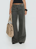 Paltrow Mid Rise Wide Leg Cargo Jeans Washed Grey