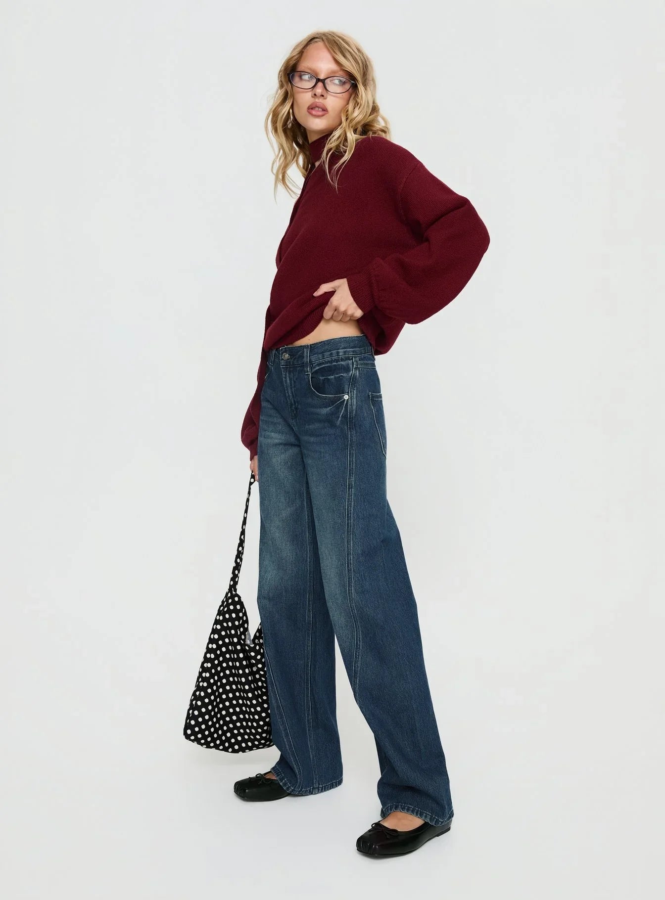 Kellsie High Rise Wide Leg Jeans Dark Blue Wash
