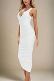 Adele Bodycon Wrap Midi Dress White Pearl
