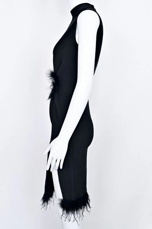 Erin High Neck Bandage Dress Classic Black