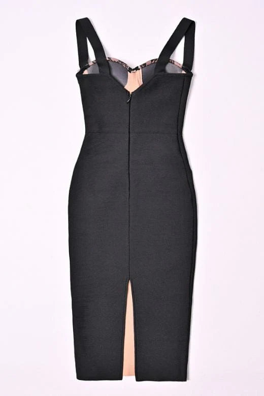 Genevieve Bodycon Midi Dress Classic Black
