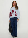 Jalenn Floral Knit Cardigan Blue Red