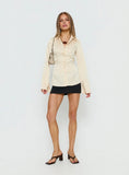 Emalona Long Sleeve Satin Top Cream