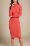 Jane Long Sleeve Bodycon Midi Dress Lipstick Red