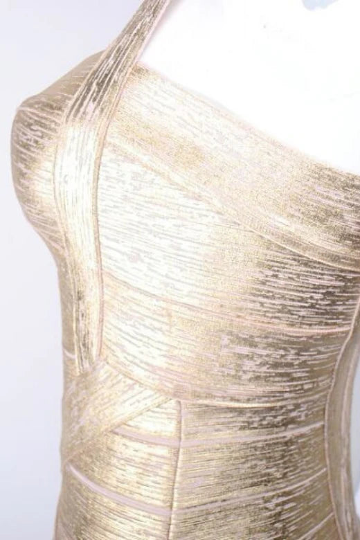 Heidi Bandage Mini Dress Gold Sale