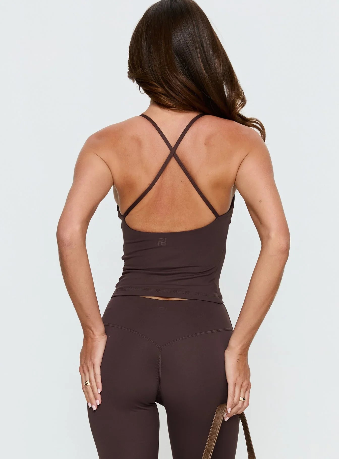 Pace Active Cross Back Tank Top Brown