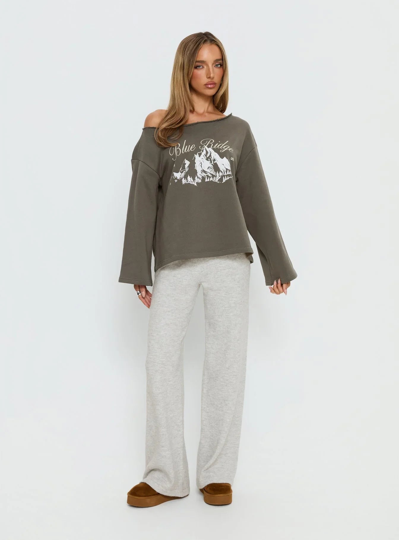 Bekki Wide Leg Knit Pant Grey Marle