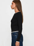 Bring Me Closer Button Up Long Sleeve Top Black White