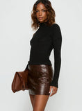 Vivienna Faux Leather Mini Skirt Brown