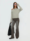 Lenorah Off Shoulder Long Sleeve Top Grey Stripe