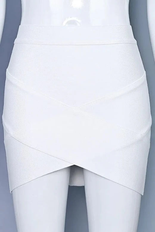 Jay High Waist Bandage Mini Skirt White Pearl