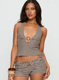 Olimpia Halter Top Brown Stripe