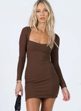 Nolan Long Sleeve Mini Dress Brown