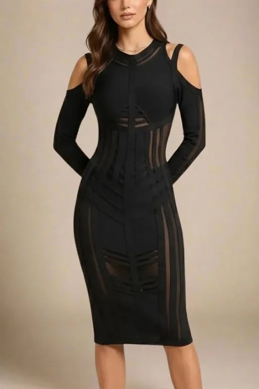 Amelia Long Sleeve Bandage Dress Classic Black